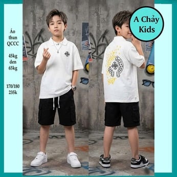 Áo polo bé trai in chữ phong cách cực sang cho tuổi teen diện đi chơi , đi lễ
