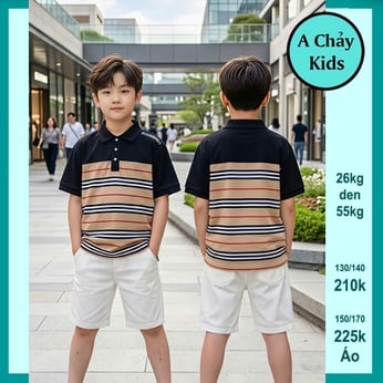 Áo polo bé trai in sọc phong cách cá tính cho bé đi chơi  , đi tiệc