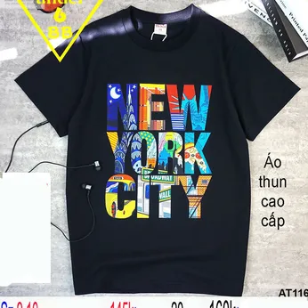 Áo thun bé trai cao cấp tay ngắn in họa tiết chữ new york city cho bé đi chơi , đi học