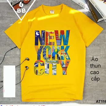 Áo thun bé trai cao cấp tay ngắn in họa tiết chữ new york city cho bé đi chơi , đi học