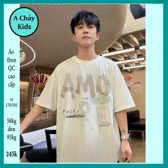 Áo thun bé trai cao cấp in chữ AMO phong cách thời trang cá tính hàn quốc cực ngầu dành cho tuổi teen đi chơi , du lịch