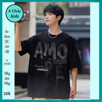 Áo thun bé trai cao cấp in chữ AMO phong cách thời trang cá tính hàn quốc cực ngầu dành cho tuổi teen đi chơi , du lịch