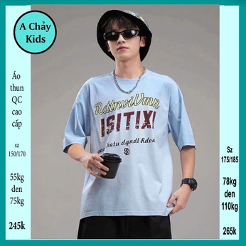 Áo thun bé trai cao cấp in chữ ISTIXI - xanh 020