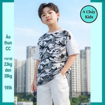 Áo thun bé trai in Lính phong cách hàn quốc cá tính cho bé đi chơi , đi học