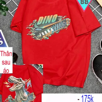 Áo Thun bé trai cotton tay ngắn in hình Khủng Long Dino cho bé đi chơi , đi học