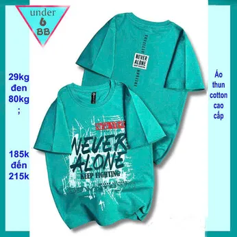 Áo thun bé trai cotton in chữ NEVER ALONE phối vệt sơn phong cách cá tính cho bé đi chơi , đi học
