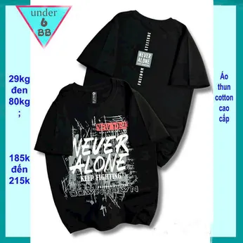 Áo thun bé trai cotton in chữ NEVER ALONE phối vệt sơn phong cách cá tính cho bé đi chơi , đi học