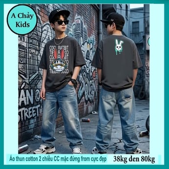 Áo thun cotton bé trai in Chú Thỏ Hiphop cá tính cho bé diện đi chơi  , đi du lịch