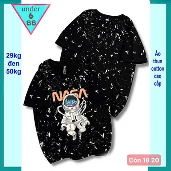 Áo thun bé trai cotton in họa tiết hình Phi Hành Gia phối vệt sơn phong cách cá tính cho bé đi chơi , đi học