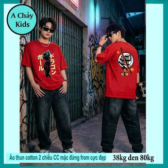Áo thun cotton bé trai in hình Songoku phong cách tuổi teen cá tính cho bé đi chơi , đi du lịch
