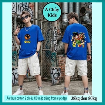 Áo thun cotton bé trai in hình Songookuu phong cách tuổi teen cá tính cho bé đi chơi , đi du lịch