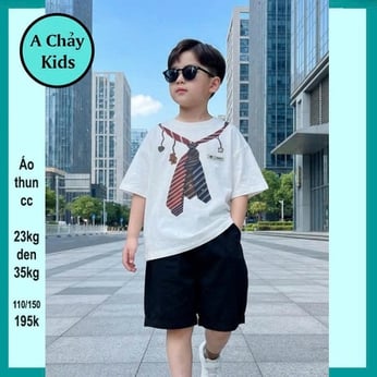 Áo thun bé trai in Cà Vạt siêu cưng phong cách hàn quốc công tử cho bé diện đi tiệc , du lịch