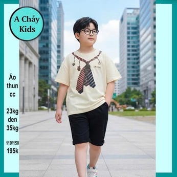 Áo thun bé trai in Cà Vạt siêu cưng phong cách hàn quốc công tử cho bé diện đi tiệc , du lịch