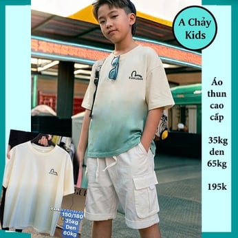 Áo thun bé trai in chữ in chữ phối loang phong cách cực sang  và cá tính cho bé diện đi chơi , đi du lịch