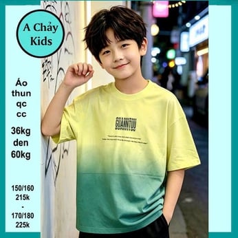 Áo thun bé trai in chữ in chữ phối màu phong cách hàn quốc vừa cá tính , vừa hiphop cho bé diện phố