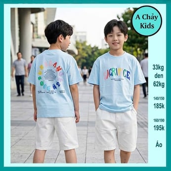 Áo thun bé trai in chữ in chữ phong cách hàn quốc cực sang cho bé diện đi chơi , đi học