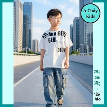 Áo thun bé trai in chữ phong cách hàn quốc cá tính cho bé đi chơi , du lịch
