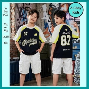 Áo thun bé trai in chữ số 87 phong cách hàn quốc cá tính cho bé đi chơi , du lịch