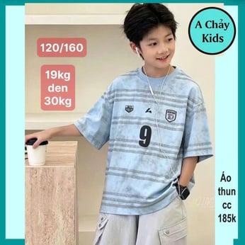 Áo thun bé trai in chữ số  9 phối sọc phong cách hàn quốc cá tính cho bé đi chơi , du lịch