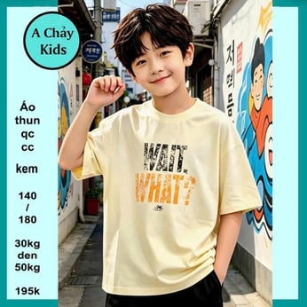 Áo thun bé trai in chữ WAIT WHAT phong cách cá tính cực sang cho bé diện đi tiệc , du lịch