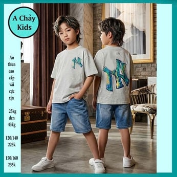 Áo thun bé trai in chữ YN phong cách cá tính cho bé đi chơi , du lịch