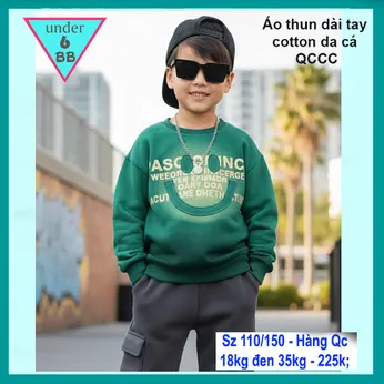 Áo thun tay dài bé trai cotton da cá in họa tiết mặc cười phong cách cá tính cho bé đi chơi , đi học
