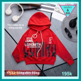 Áo thun bé trai tay dài có nón (Hoodie ) in chữ mang phong cách thời trang cá tính cho bé đi chơi , du lịch