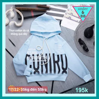Áo thun bé trai tay dài có nón (Hoodie ) in chữ mang phong cách thời trang cá tính cho bé đi chơi , du lịch