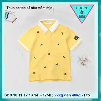 Áo thun có cổ cho bé trai (vải cá sấu ) in họa tiết phong cách đơn giản cho bé đi chơi , đi tiệc