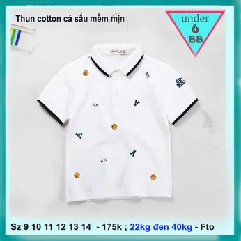 Áo thun có cổ cho bé trai (vải cá sấu ) in họa tiết phong cách đơn giản cho bé đi chơi , đi tiệc