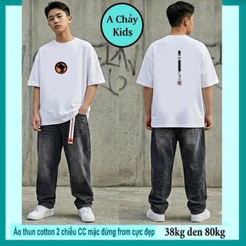 Áo thun cotton bé trai in logo Songooku đơn giản phong cách cá tính cho bé đi chơi , du lịch
