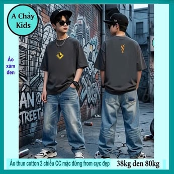 Áo thun cotton bé trai in logo khủng long phong cách cá tính cho bé diện đi chơi, đi học