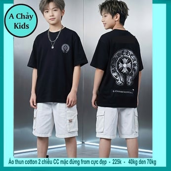 Áo thun cotton bé trai in chữ phong cách cá tính dành cho tuổi teen đi chơi , du lịch