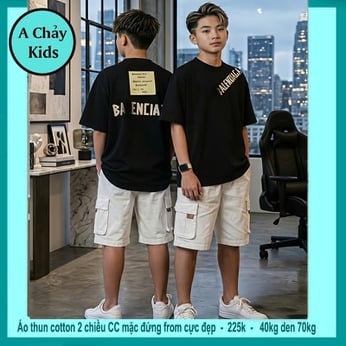 Áo thun cotton bé trai in chữ Blen phong cách cá tính dành cho tuổi teen đi chơi , du lịch
