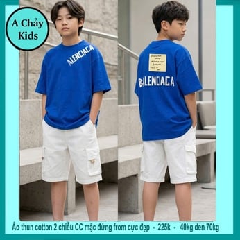Áo thun cotton bé trai in chữ Blen phong cách cá tính dành cho tuổi teen đi chơi , du lịch