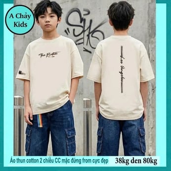 Áo thun cotton bé trai in chữ đơn giản phong cách cá tính dành cho tuổi teen diện đi chơi ,đi du lịch