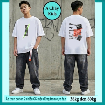 Áo thun cotton bé trai in chữ đơn giản phong cách cá tính dành cho tuổi teen diện đi chơi ,đi du lịch