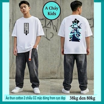 Áo thun cotton bé trai in hình GOJOO cực ngầu cho bé tuổi teen diện đi chơi , đi học