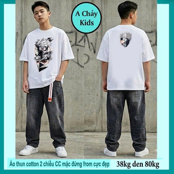 Áo thun cotton bé trai in hình GOJOO cực ngầu cho bé tuổi teen diện đi chơi , đi học