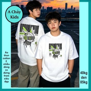 Áo thun cotton bé trai in hình Thỏ phong cách cực cá tính cho bé lớn diện đi chơi, đi du lịch