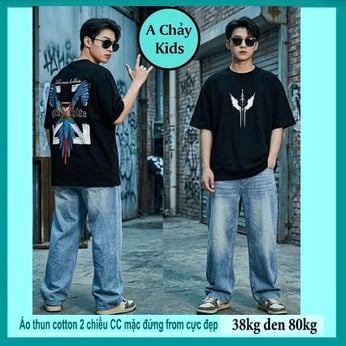 Áo thun cotton bé trai in hình phong cách cực cá tính cho bé lớn diện đi chơi, đi du lịch