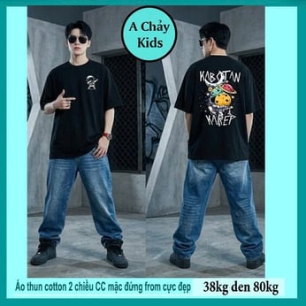 Áo thun cotton bé trai in hình phong cách cực cá tính cho bé lớn diện đi chơi, đi du lịch