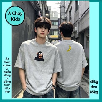 Áo thun cotton bé trai in Hình Chú Khỉ Ngốc Nghếch siêu cưng cho bé diện phố , du lịch