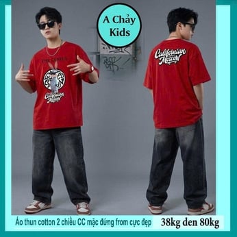Áo thun cotton bé trai in hình Thỏ phong cách cực cá tính cho bé lớn diện đi chơi, đi du lịch