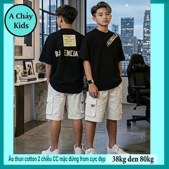 Áo thun cotton bé trai in chữ Blen phong cách cá tính dành cho tuổi teen đi chơi , du lịch