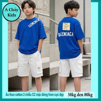 Áo thun cotton bé trai in chữ Blen phong cách cá tính dành cho tuổi teen đi chơi , du lịch