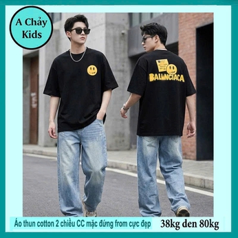 Áo thun cotton bé trai in hình Smile phong cách đơn giản cá tính dành cho tuổi teen đi chơi , đi du lịch