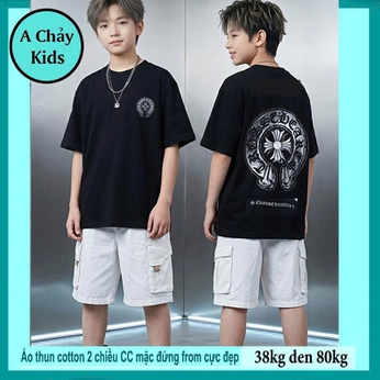 Áo thun cotton bé trai in chữ phong cách cá tính dành cho tuổi teen đi chơi , du lịch