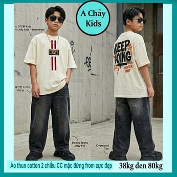 Áo thun cotton bé trai in chữ KEEP GOING phong cách cực ngầu cho bé đi chơi , du lịch