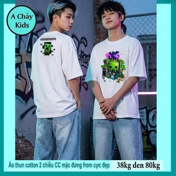 Áo thun cotton bé trai in hình Minecrraft phong cách cá tính cho bé diện đi chơi , đi học